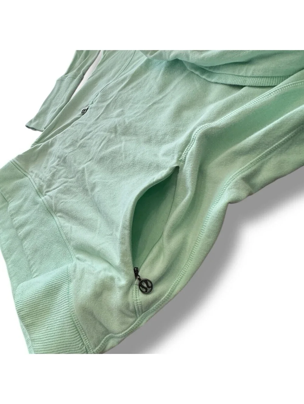 Lululemon Sweater Cowl Neck Pullover Long Sleeve Zipper Pockets Green Women Sz 6